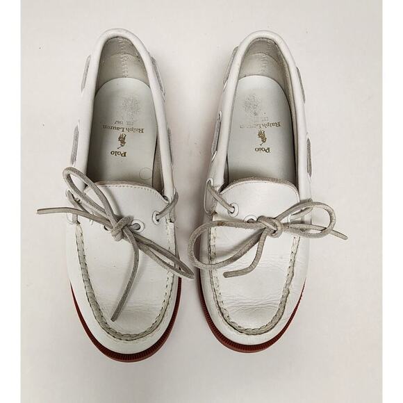 Ralph Lauren Vintage 1970s Youth Merton leather Camper Boat shoes Size 1M White - Picture 7 of 13